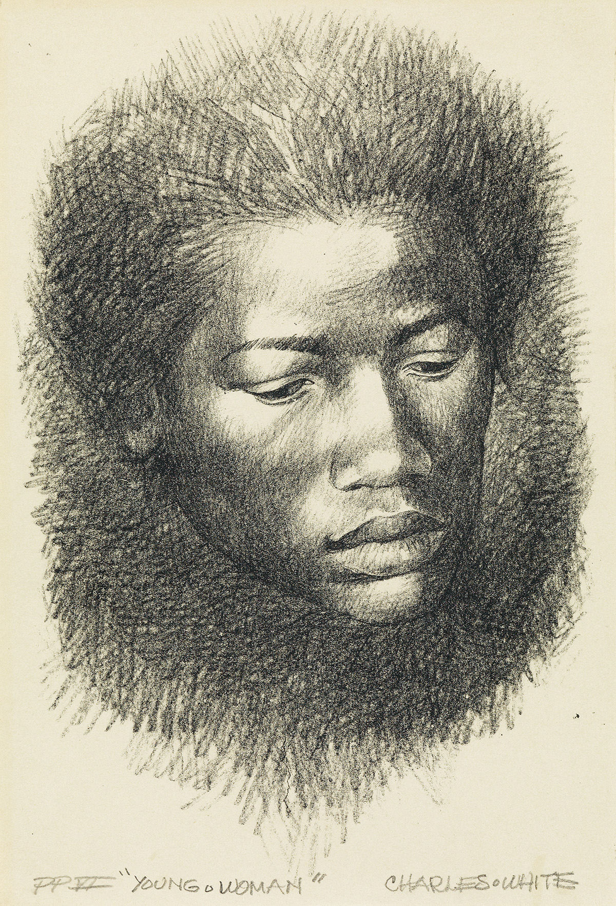 CHARLES WHITE (1918 - 1979) Young Woman (Head).
